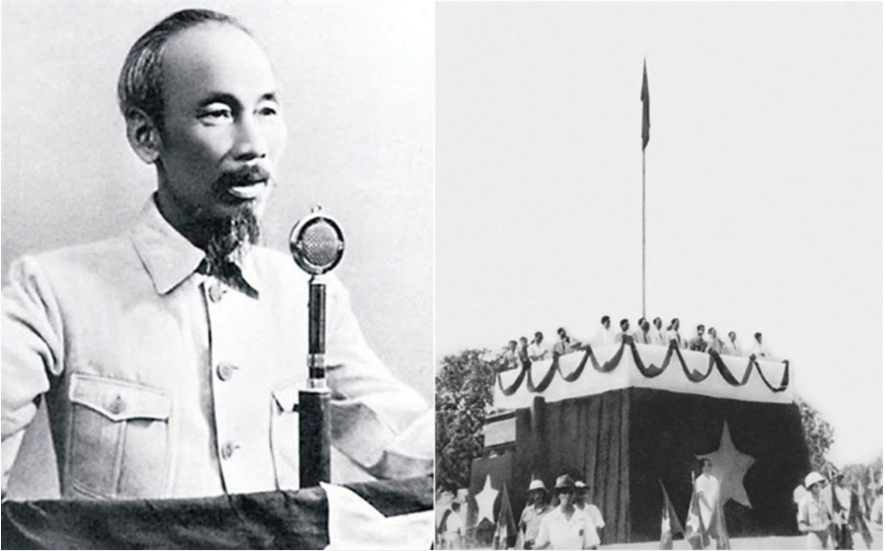 Ngày 2/9/1945, tại Quảng trường Ba Đình lịch sử, Chủ tịch Hồ Chí Minh đã đứng trên lễ đài, giọng người vang lên từng câu, từng chữ của bản Tuyên ngôn Độc lập, trang trọng và đầy tự hào. Ảnh: Tư liệu TTXVN