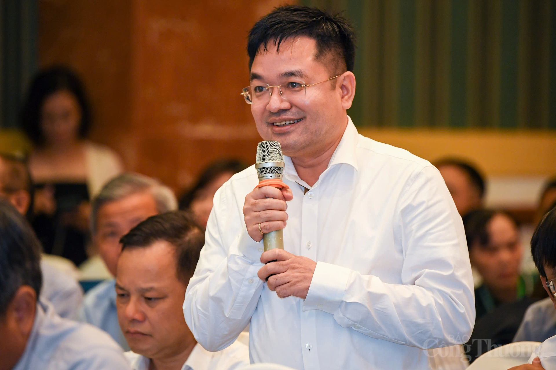 Tổng Biên tập Báo Công Thương Nguyễn Văn Minh phát biểu, khẳng định Báo Công Thương luôn đồng hành cùng người nông dân trong kết nối thị trường, thúc đẩy tiêu thụ sản phẩm trong và ngoài nước.