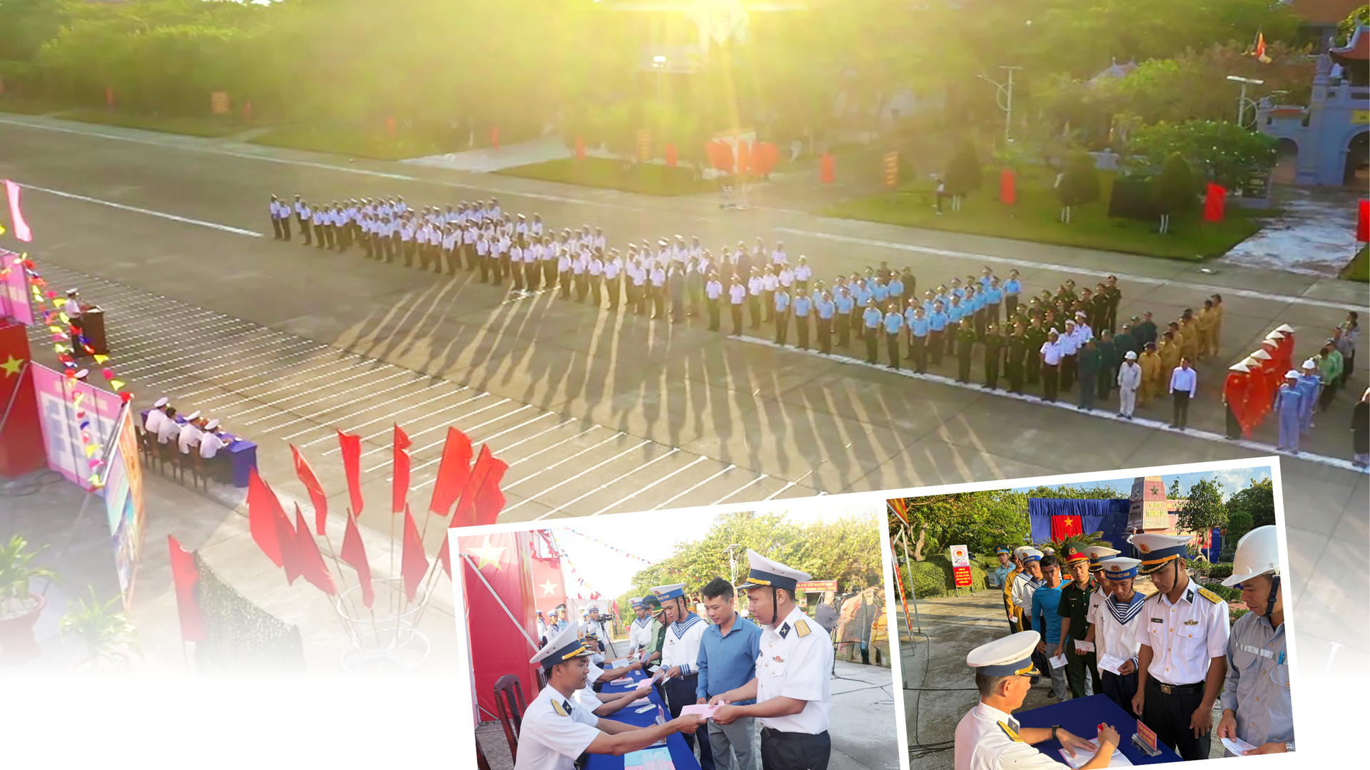 Cán bộ, chiến sĩ và người dân tại khu vực bỏ phiếu số 14 trên đảo Trường Sa (thuộc đặc khu Trường Sa, tỉnh Khánh Hòa) nô nức tham gia bầu cử