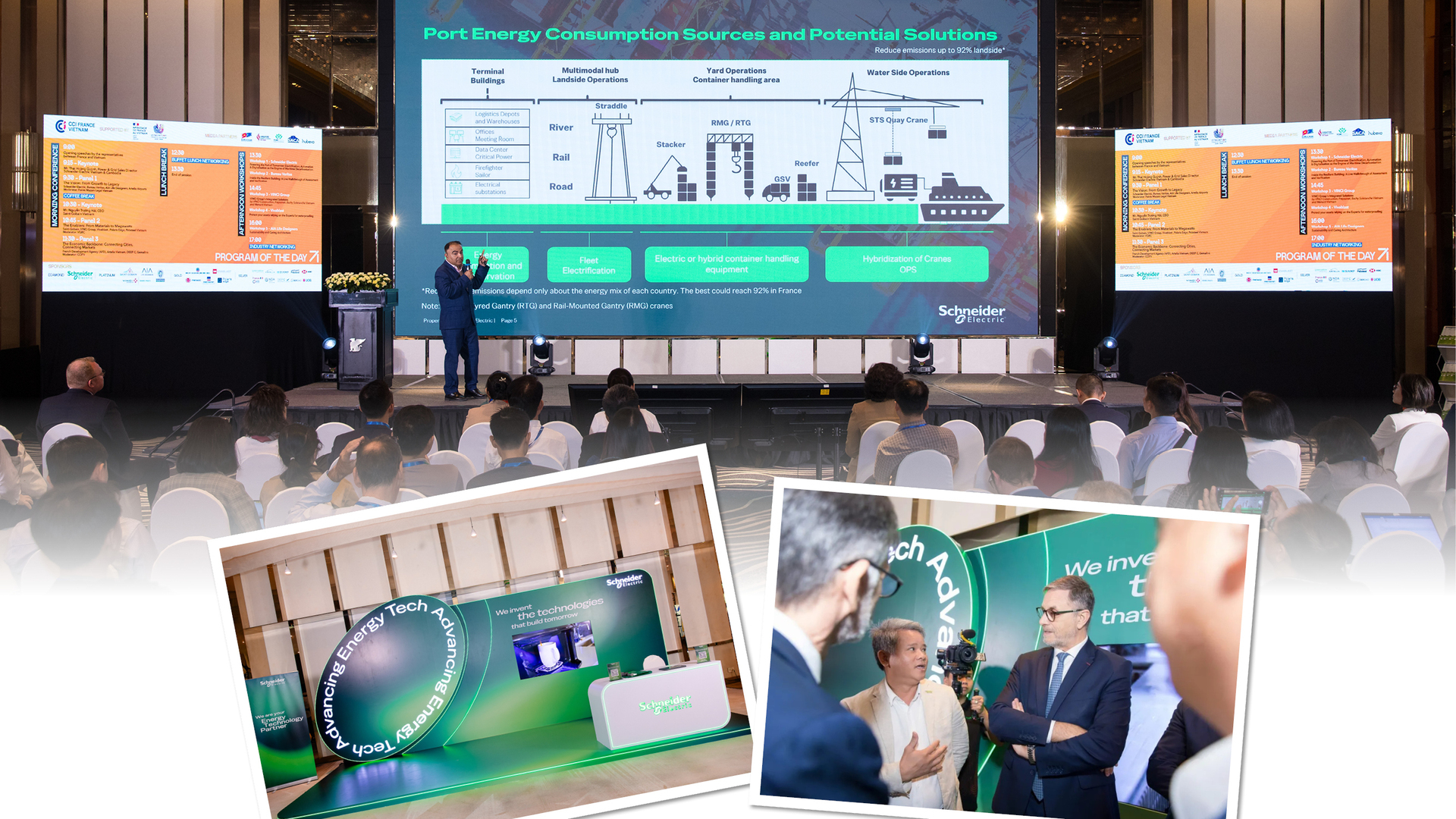 Theo chuyên gia của Schneider Electric, quá trình “xanh hóa” hạ tầng cảng cần được triển khai dựa trên ba trụ cột chính gồm điện hóa, tự động hóa, số hóa.