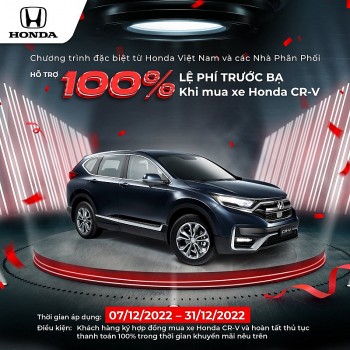 Nhận ngay ưu đãi 100% lệ phí trước bạ khi mua xe Honda CR-V
