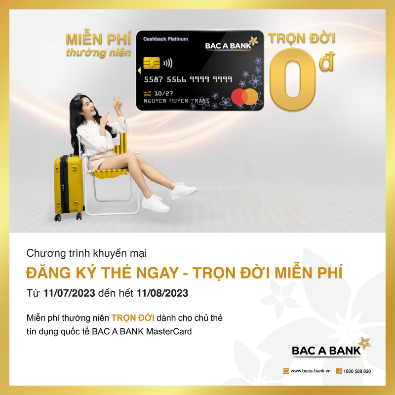 Bac A Bank miễn nhiều loại phí dành cho chủ thẻ tín dụng quốc tế