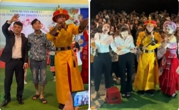 Hình ảnh đáng tiếc về thầy hiệu trưởng nhảy múa phụ họa cho Phú Lê