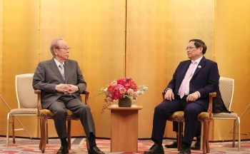 Thủ tướng Phạm Minh Chính tiếp cựu Thủ tướng Nhật Bản Fukuda Yasuo