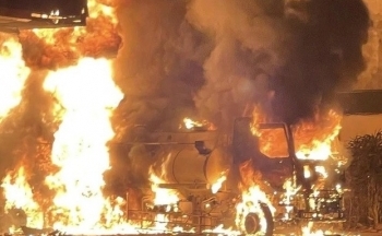 Tuyên Quang: Cháy lớn cây xăng ở Hàm Yên 3 người bị bỏng, 1 xe bồn bị thiêu rụi