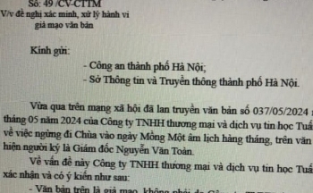 Thật, giả văn bản của một công ty tuyên bố ngừng vào chùa cúng dường
