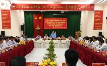 Trưởng Ban Tuyên giáo Nguyễn Trọng Nghĩa làm việc với cán bộ chủ chốt Gò Công Tây (Tiền Giang)