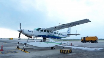 Hình ảnh tàu bay chằng néo tứ phía tại Cảng Hàng không Quốc tế Nội Bài trước siêu bão Yagi