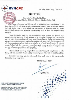 Tổng giám đốc EVNCPC khen thưởng nhóm công nhân Điện lực Bố Trạch cứu người bị điện giật