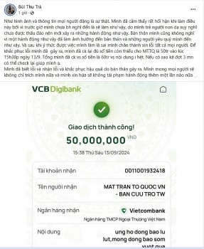 Con gái Huấn Hoa Hồng xin lỗi vì ‘phông bạt’, nói chuyển thêm 50 triệu để ủng hộ đồng bào