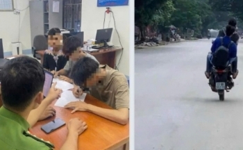 Hà Giang: Công an làm việc với hai học sinh đi xe máy bốc đầu
