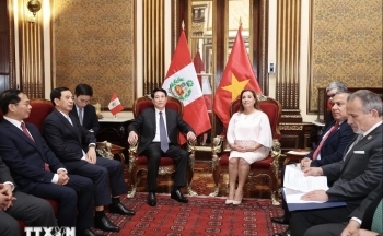 Chủ tịch nước Lương Cường hội đàm với Tổng thống Peru Dina Ercilia Boluarte Zegarra