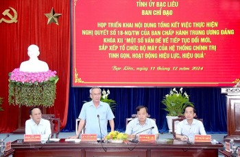 Bạc Liêu: Thành lập Ban Chỉ đạo thực hiện sắp xếp tổ chức, tinh gọn bộ máy