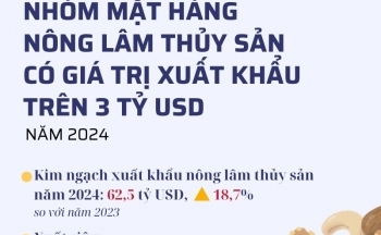 Nhóm hàng nông - lâm - thủy sản có giá trị xuất khẩu trên 3 tỷ USD