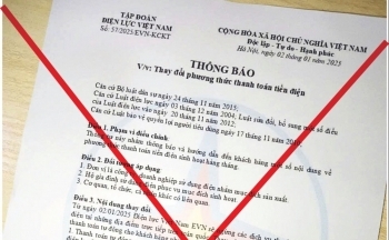 Cảnh báo văn bản giả mạo EVN để lừa đảo tiền điện