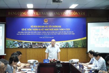 Giao ban xúc tiến thương mại với hệ thống thương vụ tháng 4/2025