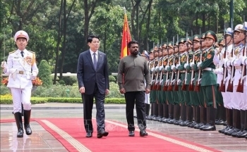 Chủ tịch nước Lương Cường chủ trì lễ đón Tổng thống Sri Lanka