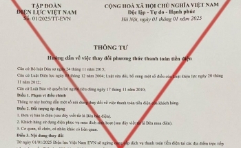 Cảnh giác với văn bản giả mạo EVN về thu tiền điện