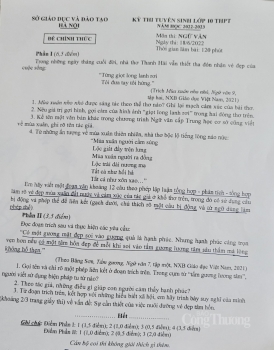 Đề thi Ngữ văn lớp 10 ở Hà Nội: Khó phân loại được học sinh giỏi