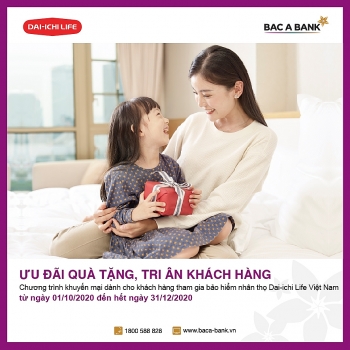 Ưu đãi quà tặng, BAC A BANK tri ân khách hàng tham gia bảo hiểm nhân thọ Dai-ichi Life Việt Nam