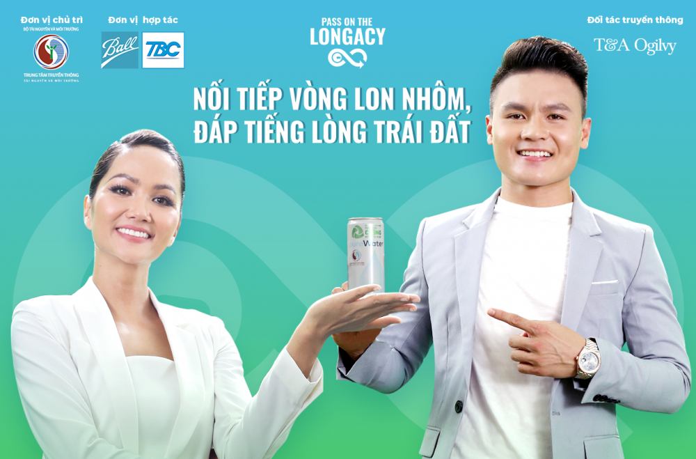 Quang Hải và H’Hen Niê kêu gọi cộng đồng cùng sử dụng và tái chế lon nhôm