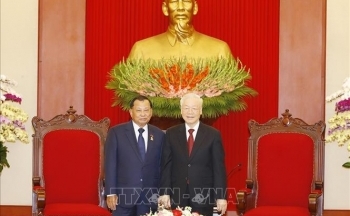 Tổng Bí thư Nguyễn Phú Trọng tiếp Chủ tịch Thượng viện Vương quốc Campuchia