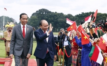 Tổng thống Indonesia chủ trì lễ đón Chủ tịch nước Nguyễn Xuân Phúc