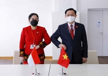 Chủ tịch Quốc hội Vương Đình Huệ hội kiến Chủ tịch Hạ viện Indonesia