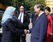 Chủ tịch nước chủ trì Lễ đón Tổng thống Cộng hòa Singapore Halimah Yacob