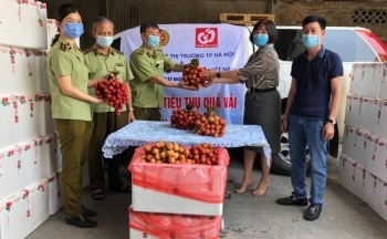 Quản lý thị trường Hà Nội: Kết nối doanh nghiệp, hỗ trợ tiêu thụ vải thiều Bắc Giang