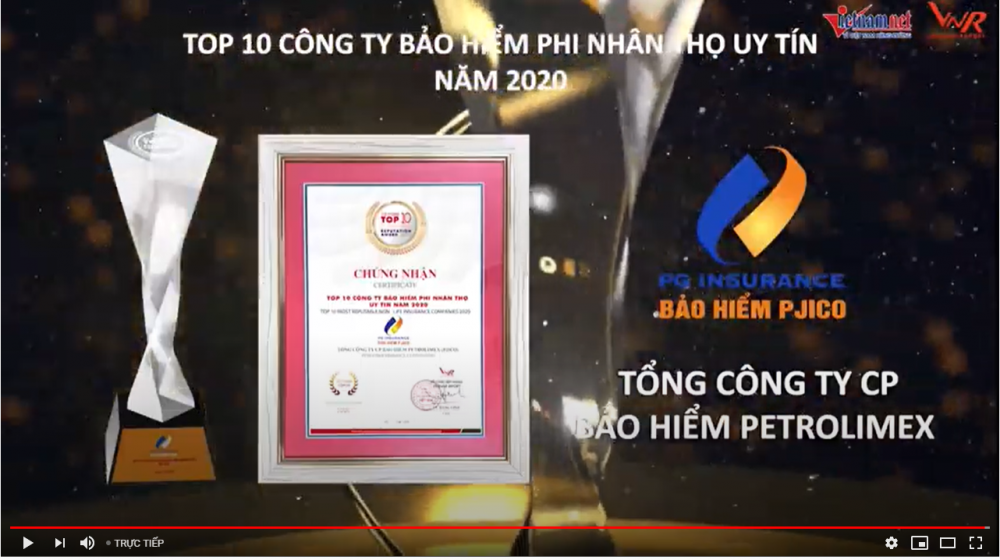 PJICO lọt Top 4 công ty bảo hiểm phi nhân thọ uy tín năm 2020