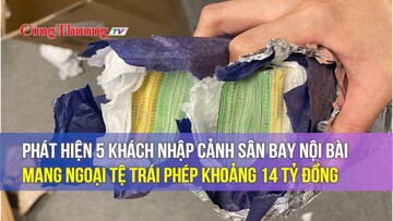 Phát hiện 5 khách nhập cảnh sân bay Nội Bài mang ngoại tệ trái phép khoảng 14 tỷ đồng