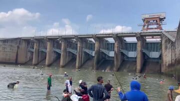 Đồng Nai: Hàng trăm người dân đổ xô vào thủy điện Trị An bắt cá ‘khủng’