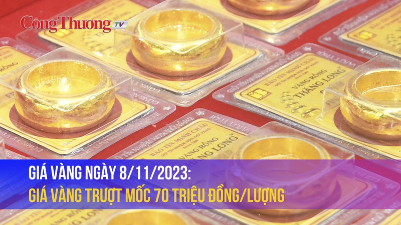 Giá vàng ngày 8/11/2023: Giá vàng trượt mốc 70 triệu đồng/lượng