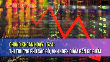Chứng khoán ngày 15/4: Sắc đỏ bao trùm toàn thị trường, VN-Index giảm cực mạnh tới 60 điểm
