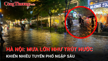 Hà Nội: Mưa lớn như trút nước khiến nhiều tuyến phố ngập sâu