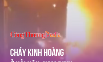 Nam Định: Cháy nhà ở 4 tầng kết hợp kinh doanh ở Hải Hậu, ngọn lửa đỏ rực trong đêm
