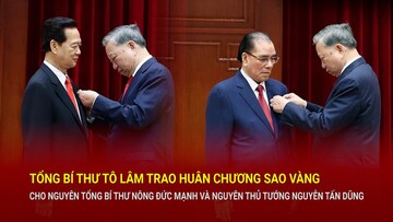 Tổng Bí thư Tô Lâm trao Huân chương Sao vàng cho nguyên Tổng Bí thư Nông Đức Mạnh và nguyên Thủ tướng Nguyễn Tấn Dũng