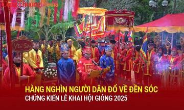 Hàng nghìn người dân đổ về đền Sóc chứng kiến lễ khai hội Gióng 2025