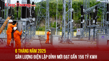 6 tháng 2025, sản lượng điện lập đỉnh mới đạt gần 156 tỷ kWh