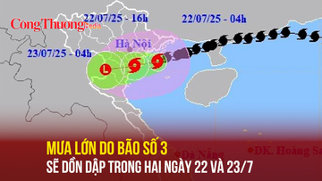 Mưa lớn do bão số 3 sẽ dồn dập trong hai ngày 22 và 23/7