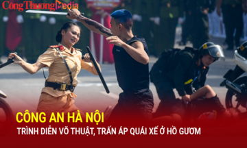 Mãn nhãn Công an Hà Nội trình diễn võ thuật, trấn áp quái xế ở hồ Gươm