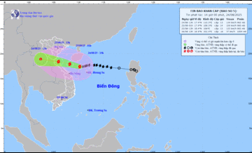 Bão số 5 cách Nghệ An 520km, Hà Tĩnh 500km