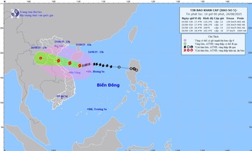 Bão số 5 giật cấp 17, cách Nghệ An khoảng 490km