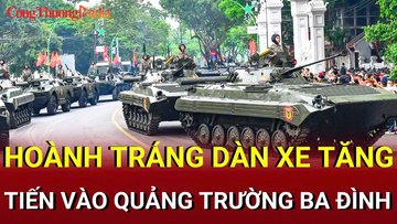 Người dân hò reo đón chào dàn xe tăng của Quân đội nhân dân Việt Nam