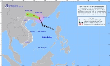 Tâm bão số 7 vào đất liền Trung Quốc, nguy cơ mưa lớn ở Bắc Bộ
