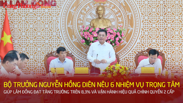 Bộ trưởng Nguyễn Hồng Diên nêu 6 nhiệm vụ trọng tâm giúp Lâm Đồng tăng trưởng trên 8,3% 