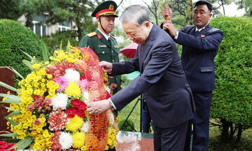 Tổng Bí thư Tô Lâm dự Lễ khánh thành tượng Chủ tịch Hồ Chí Minh tại Triều Tiên