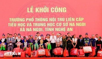 Tổng Bí thư Tô Lâm dự lễ khởi công trường nội trú liên cấp Na Ngoi