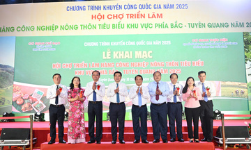 Chùm ảnh: Bộ trưởng Nguyễn Hồng Diên tham quan Hội chợ triển lãm hàng công nghiệp nông thôn khu vực phía Bắc - Tuyên Quang